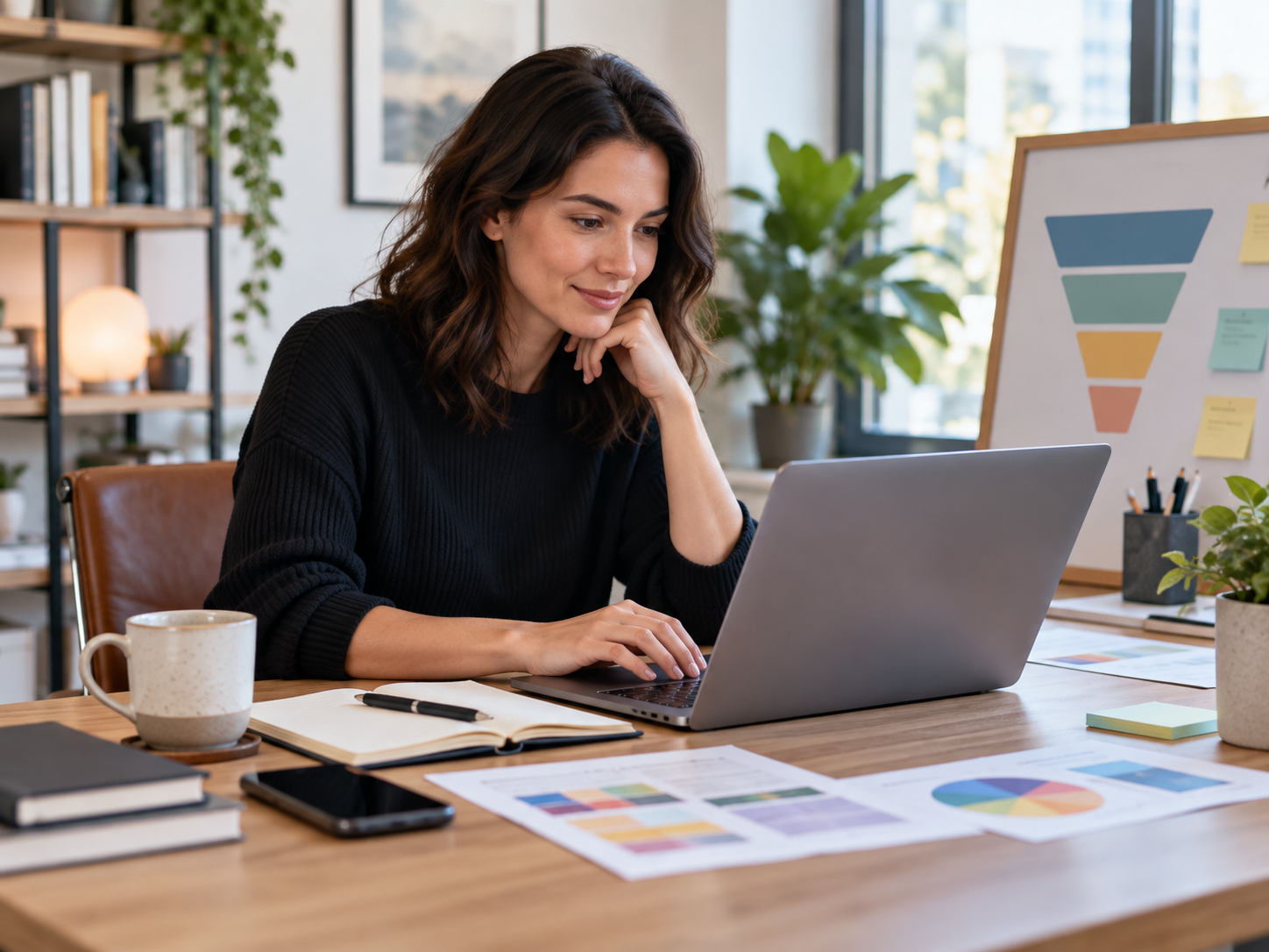 Equipe analisando estratégia de marketing e funil de vendas